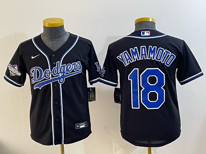 Youth Nike 2026 Los Angeles Dodgers #18 Yamamoto Black Game MLB Jersey 084